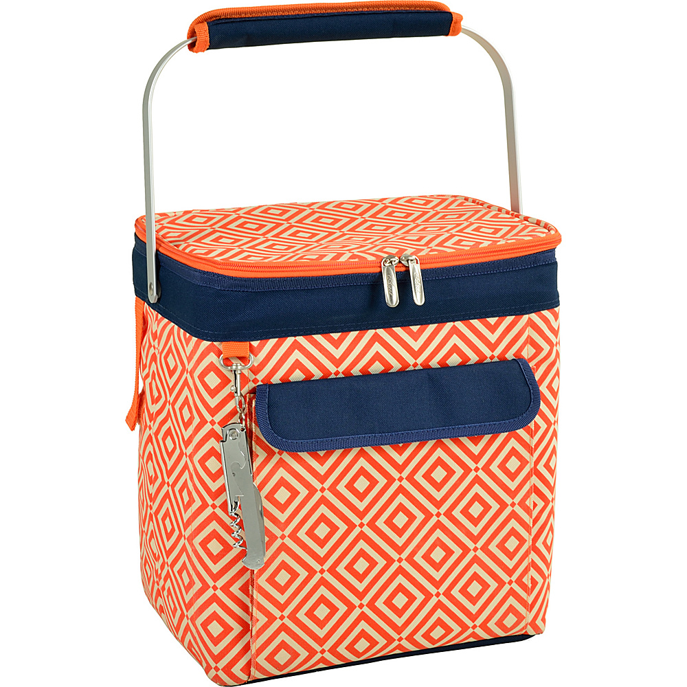Picnic at Ascot 6 Bottle Insulated Wine Tote Collapsible Multi Purpose Cooler Orange Navy Picnic at Ascot Outdoor Coolers