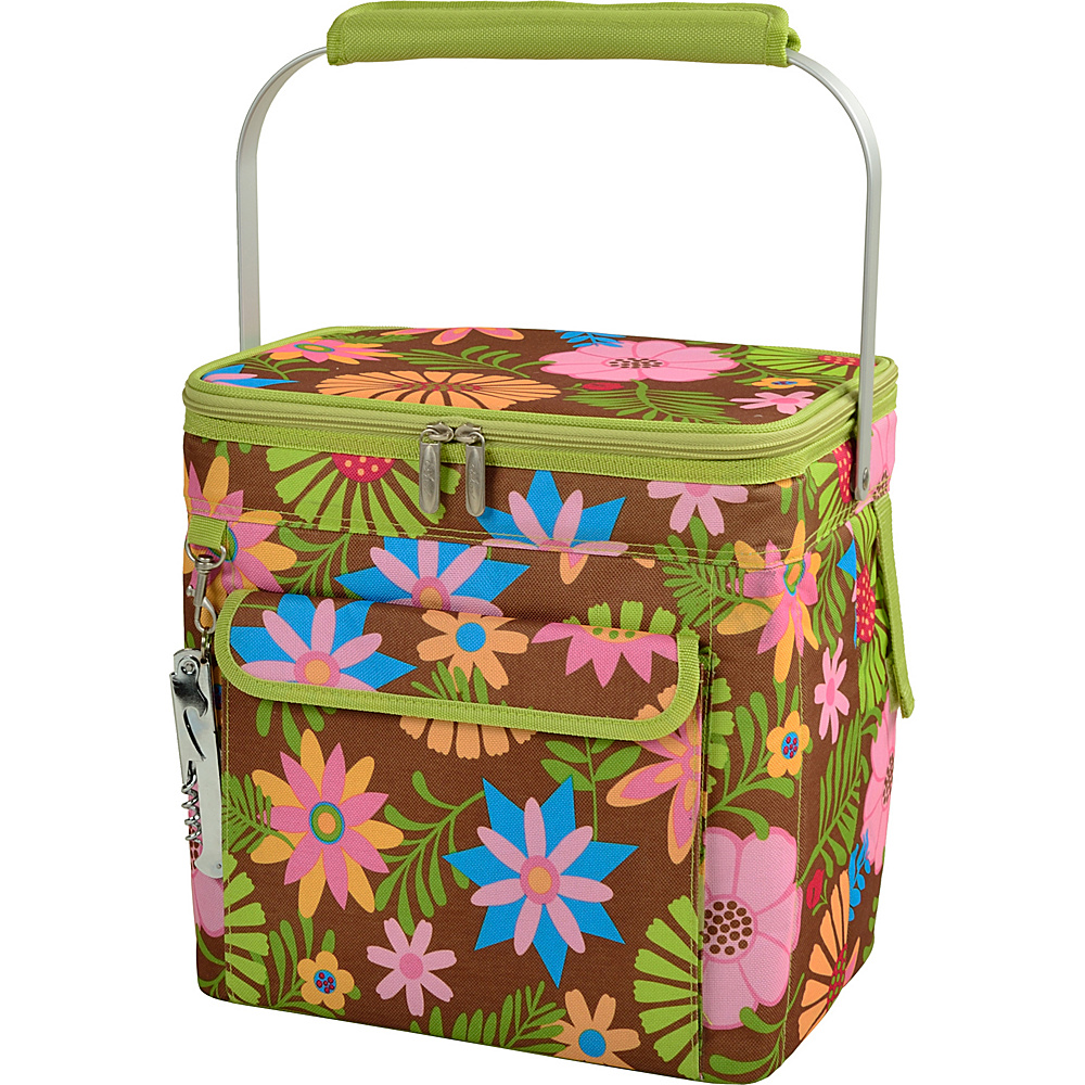 Picnic at Ascot 6 Bottle Insulated Wine Tote Collapsible Multi Purpose Cooler Floral Picnic at Ascot Outdoor Coolers