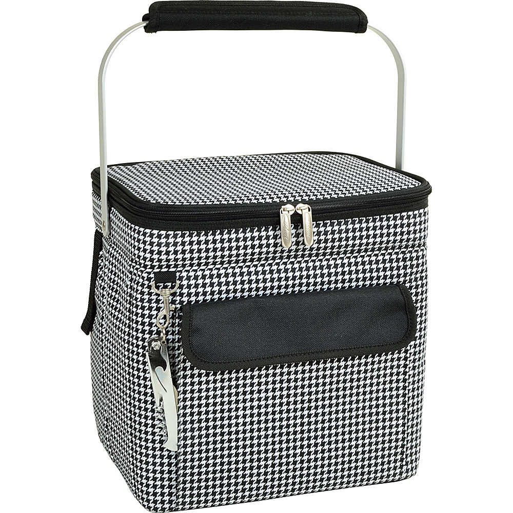 Picnic at Ascot 6 Bottle Insulated Wine Tote Collapsible Multi Purpose Cooler Houndstooth Picnic at Ascot Outdoor Coolers