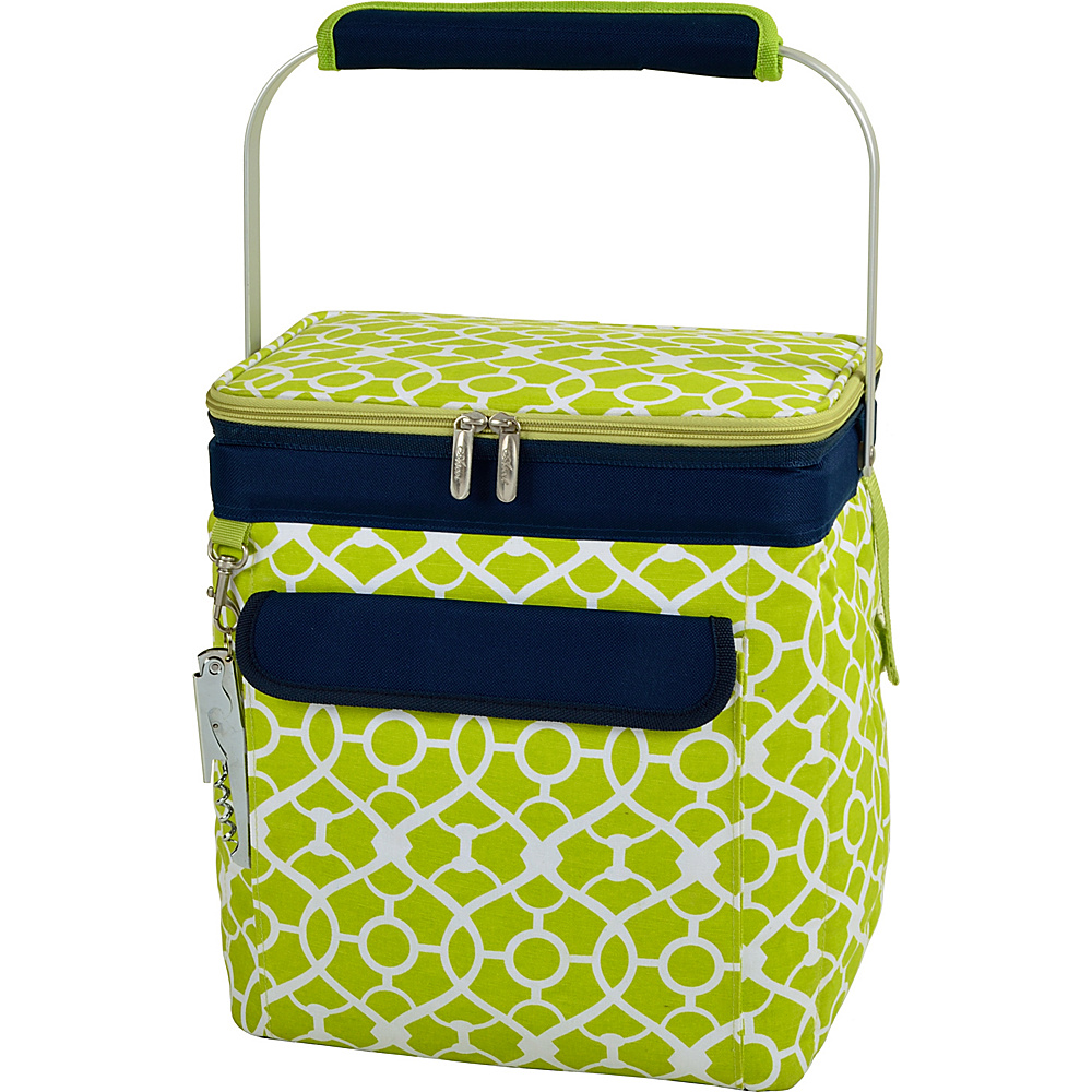 Picnic at Ascot 6 Bottle Insulated Wine Tote Collapsible Multi Purpose Cooler Trellis Green Picnic at Ascot Outdoor Coolers