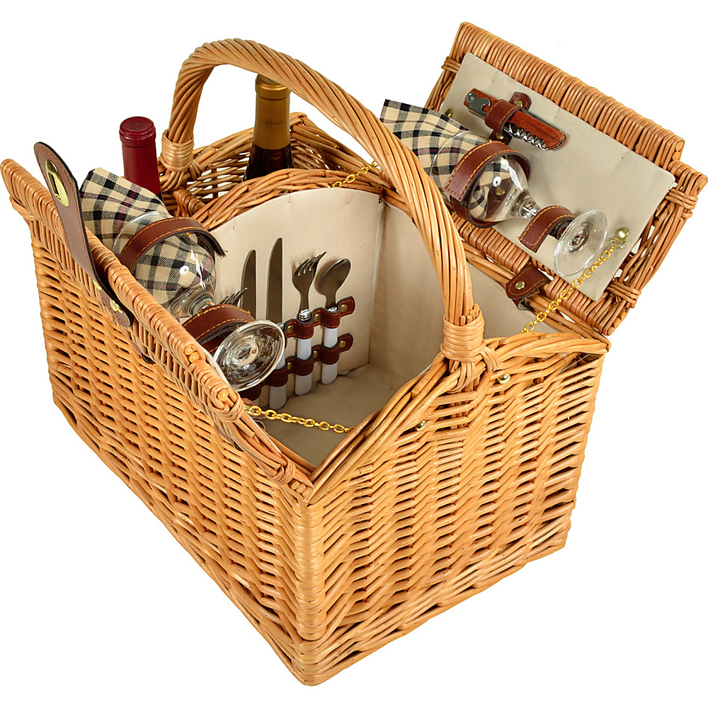 Picnic at Ascot Vineyard Willow Picnic Basket with service for 2 Natural London Picnic at Ascot Outdoor Accessories