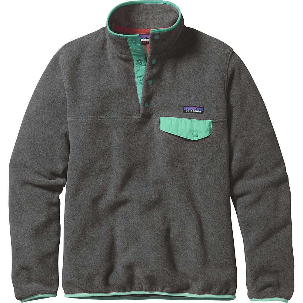 Patagonia Womens Lightweight Synch Snap T Pullover XXS Nickel with Galah Green Patagonia Women s Apparel