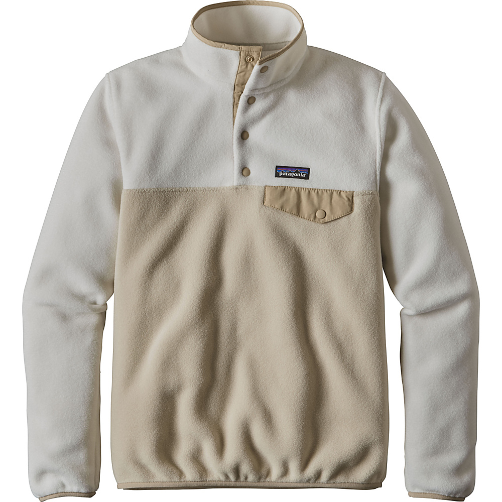 Patagonia Womens Lightweight Synch Snap T Pullover S Bleached Stone with El Cap Khaki Patagonia Women s Apparel