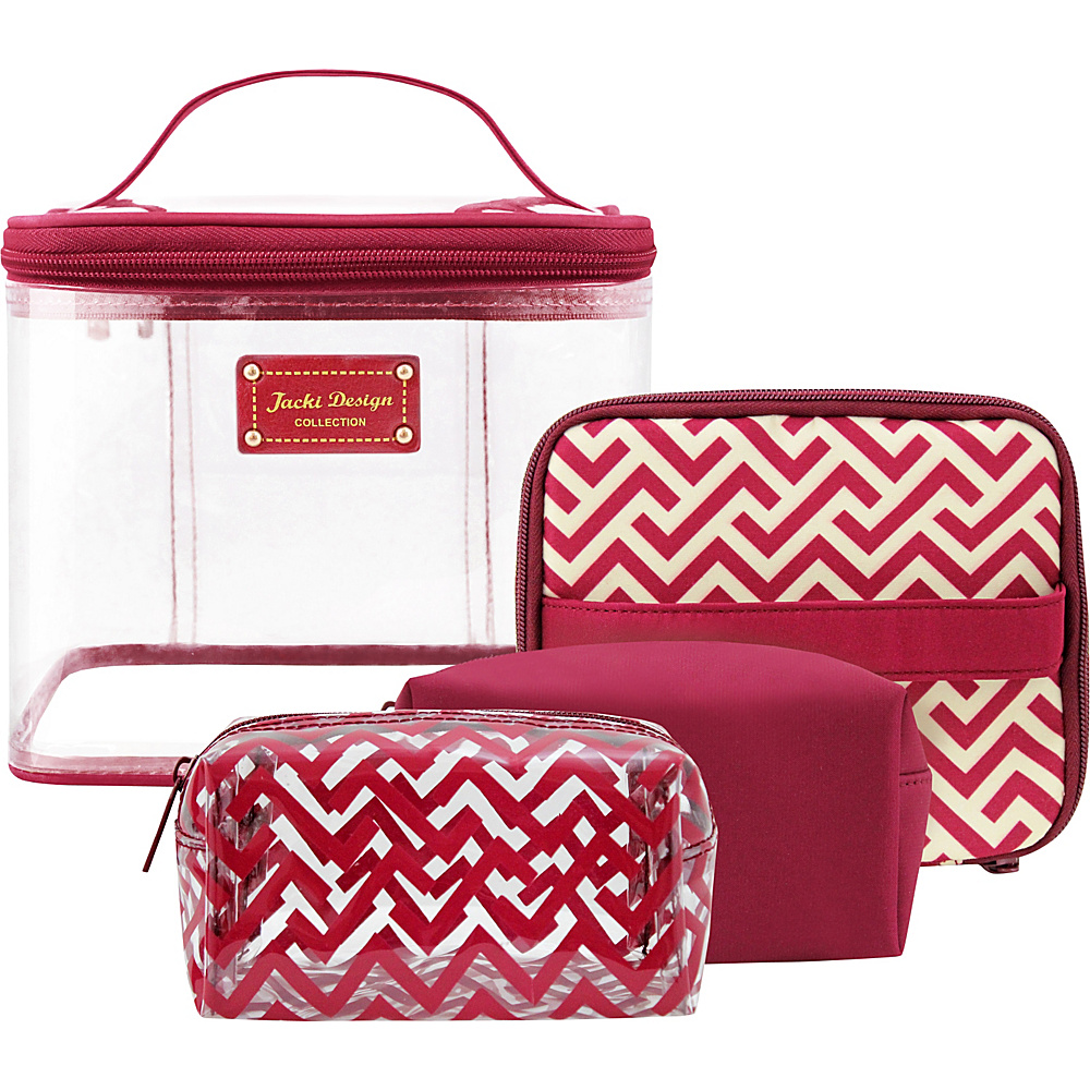 Jacki Design Contour 4 Piece Cosmetic Bag Set Red Jacki Design Women s SLG Other