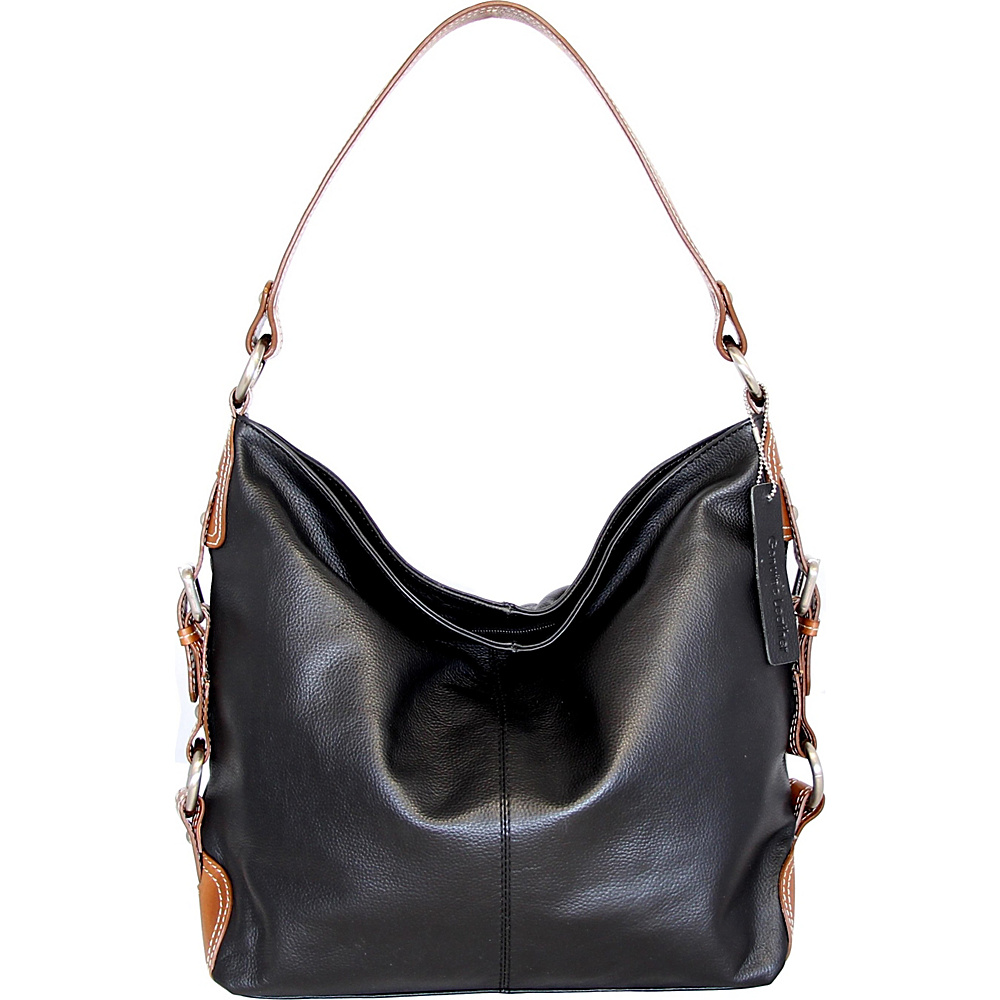 Nino Bossi Violet Bloom Bucket Bag Black Nino Bossi Leather Handbags