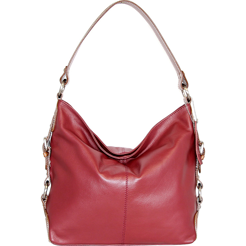 Nino Bossi Violet Bloom Bucket Bag Cabernet Nino Bossi Leather Handbags