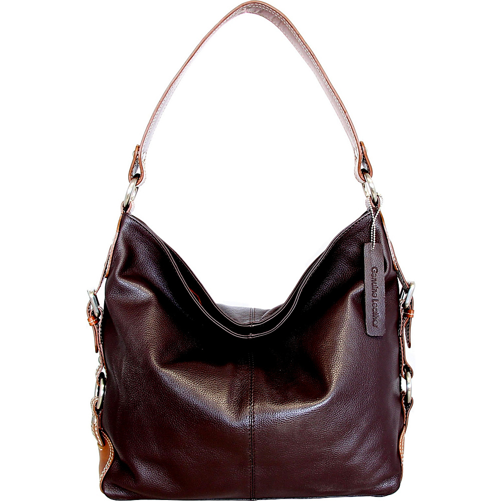 Nino Bossi Violet Bloom Bucket Bag Chocolate Nino Bossi Leather Handbags