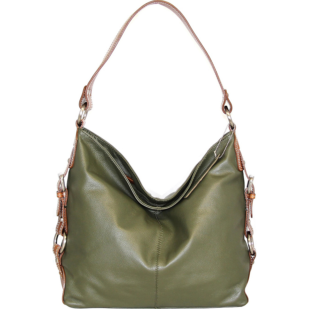Nino Bossi Violet Bloom Bucket Bag Green Nino Bossi Leather Handbags