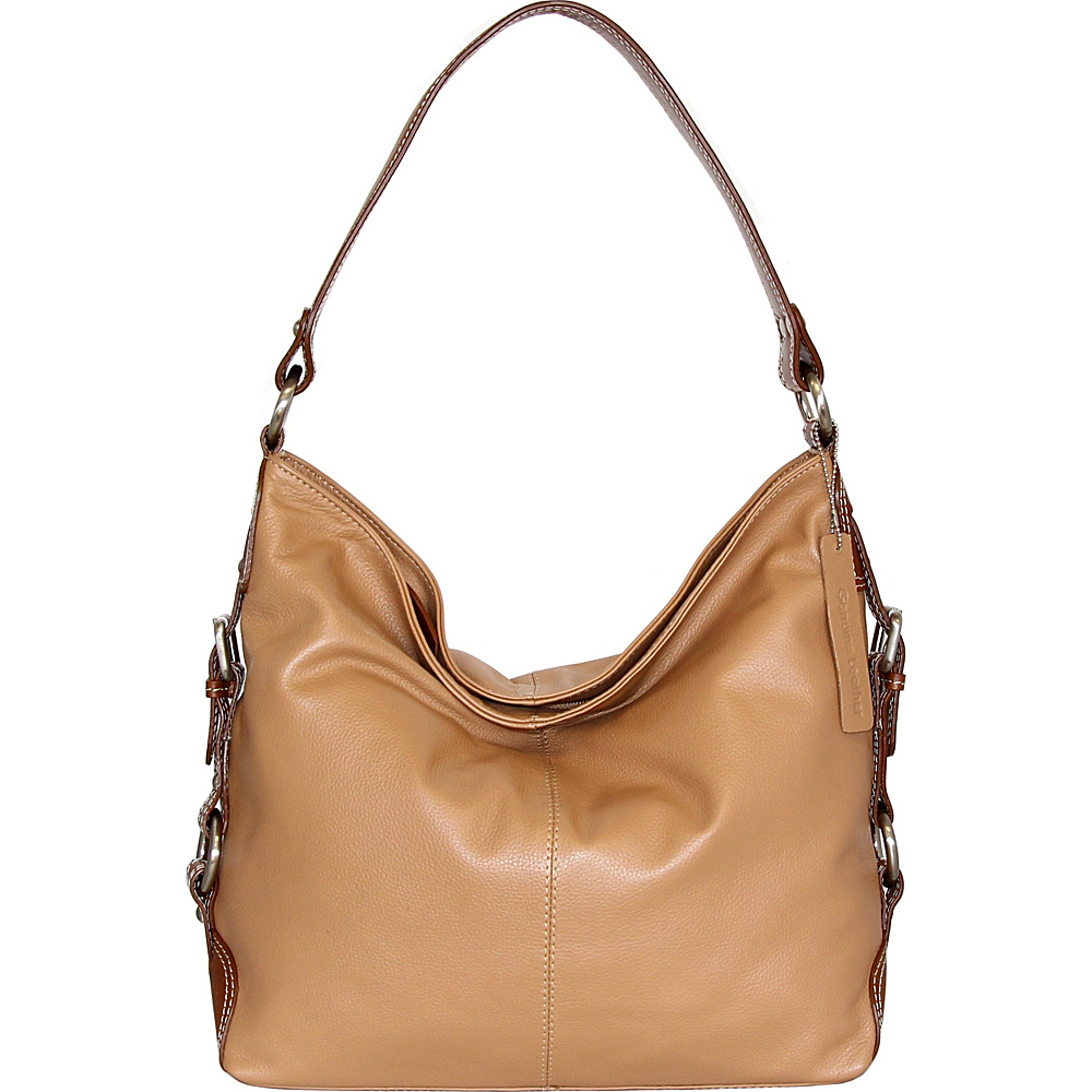 Nino Bossi Violet Bloom Bucket Bag Peanut Nino Bossi Leather Handbags