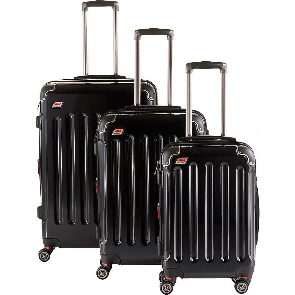 Andare Barcelona 8 Wheel Spinner Upright 3 Piece Luggage Set Onyx Andare Luggage Sets