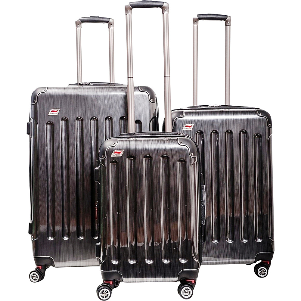 Andare Barcelona 8 Wheel Spinner Upright 3 Piece Luggage Set Pewter Andare Luggage Sets
