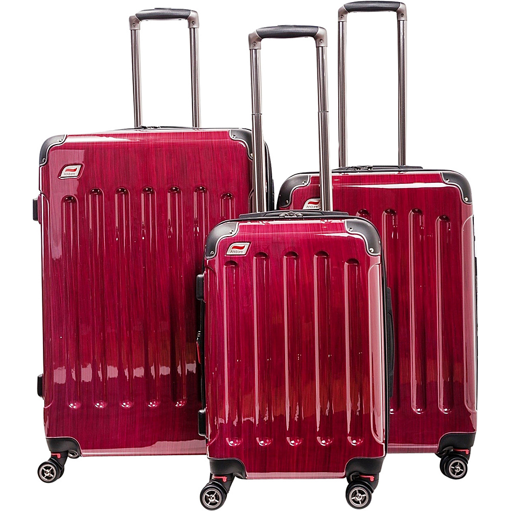 Andare Barcelona 8 Wheel Spinner Upright 3 Piece Luggage Set Ruby Andare Luggage Sets