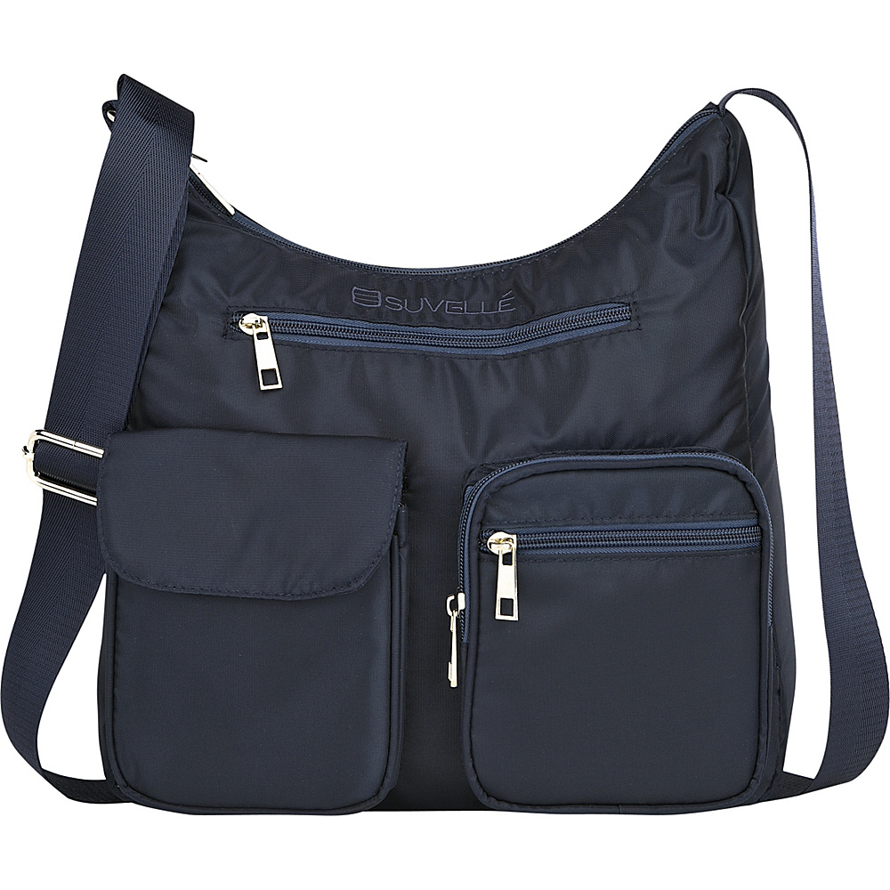 Suvelle Carryall RFID Travel Everyday Shoulder Bag Blue Suvelle Fabric Handbags