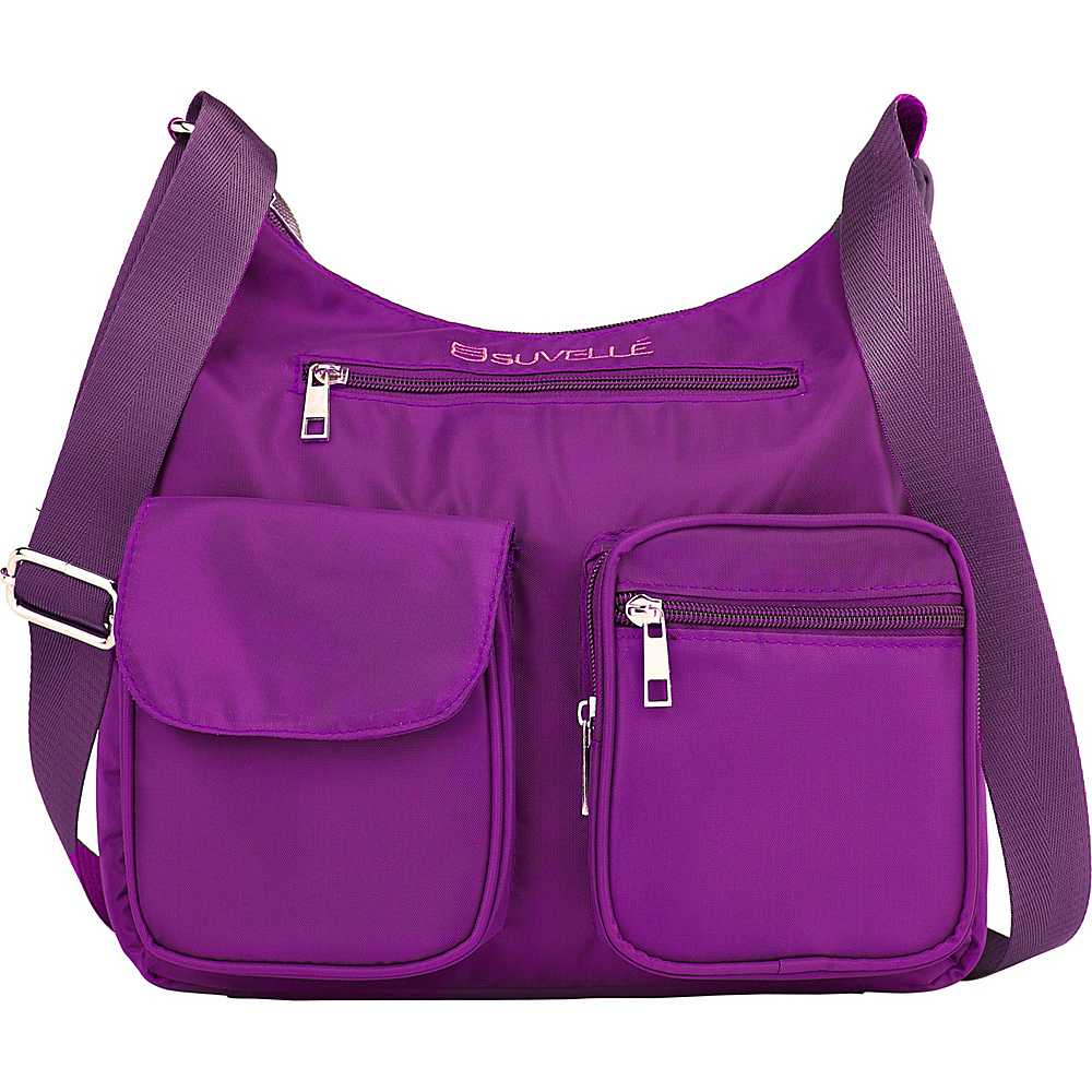 Suvelle Carryall RFID Travel Everyday Shoulder Bag Eggplant Suvelle Fabric Handbags