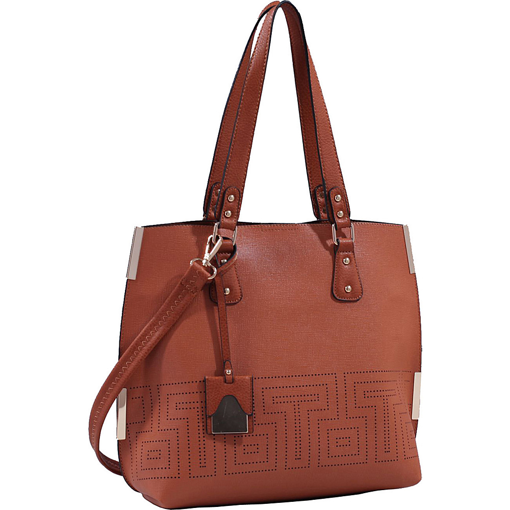 MKF Collection Lizzy Mazed Tote Bag with Removable Cosmetic Pouch Brown MKF Collection Manmade Handbags