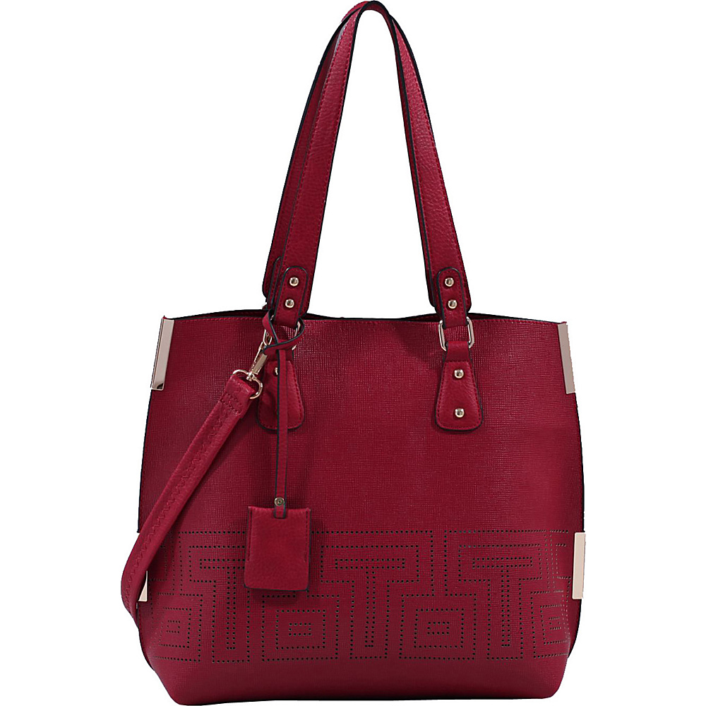 MKF Collection Lizzy Mazed Tote Bag with Removable Cosmetic Pouch Burgundy MKF Collection Manmade Handbags
