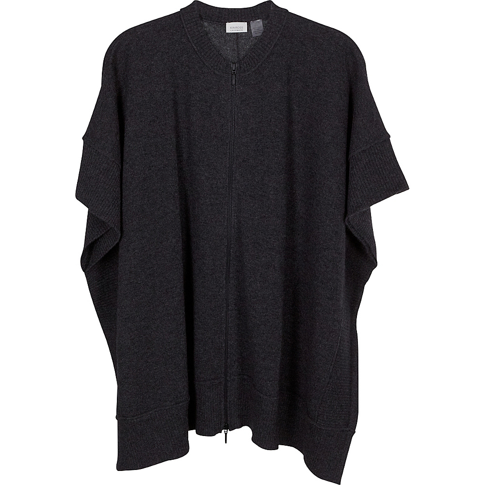 Kinross Cashmere Zip Front Poncho Charcoal Kinross Cashmere Women s Apparel