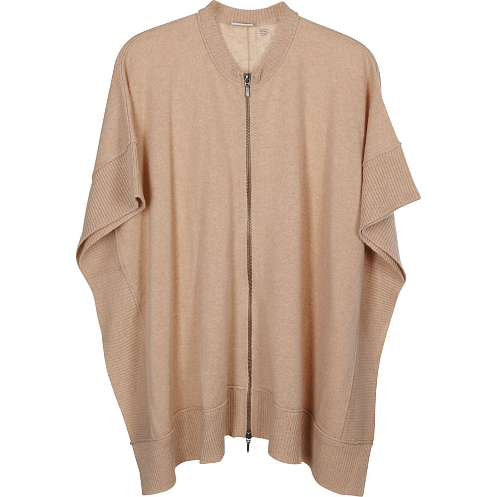 Kinross Cashmere Zip Front Poncho One Size Palomino Kinross Cashmere Women s Apparel