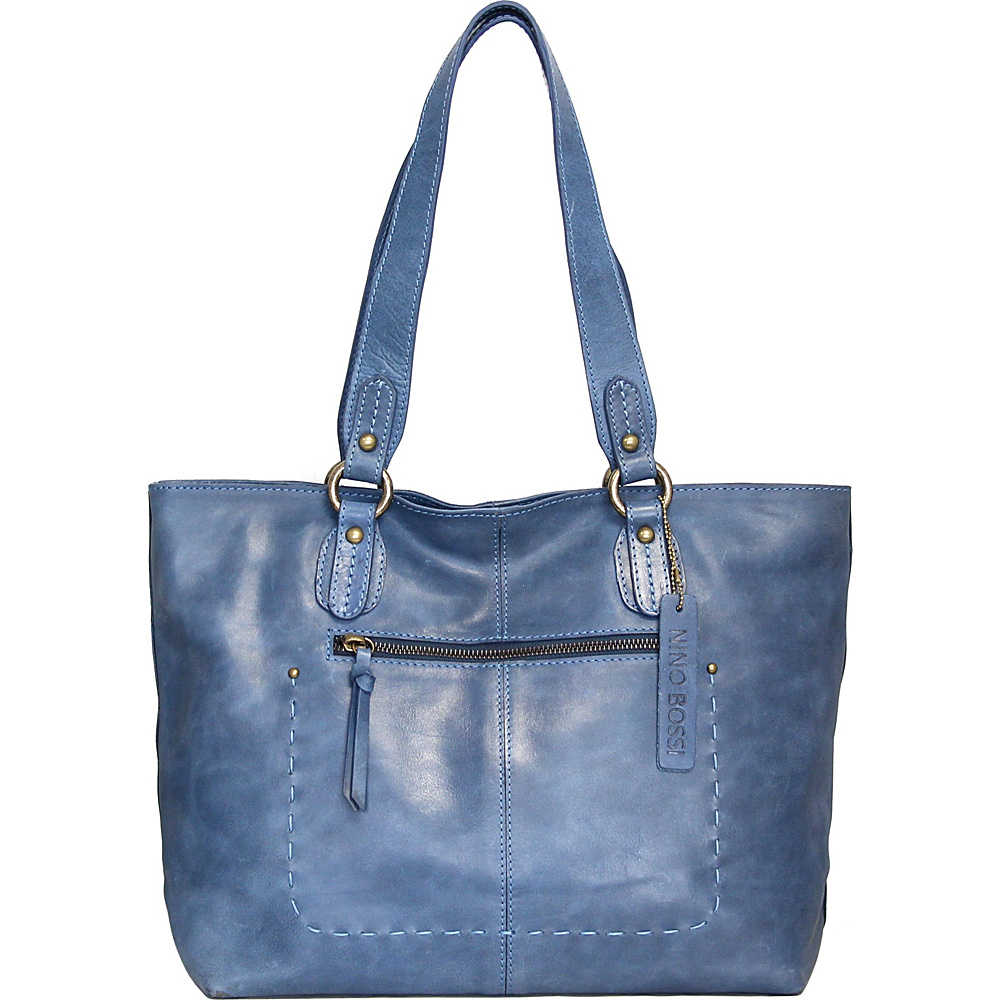 Nino Bossi Carnation Petal Tote Washed Blue Nino Bossi Leather Handbags