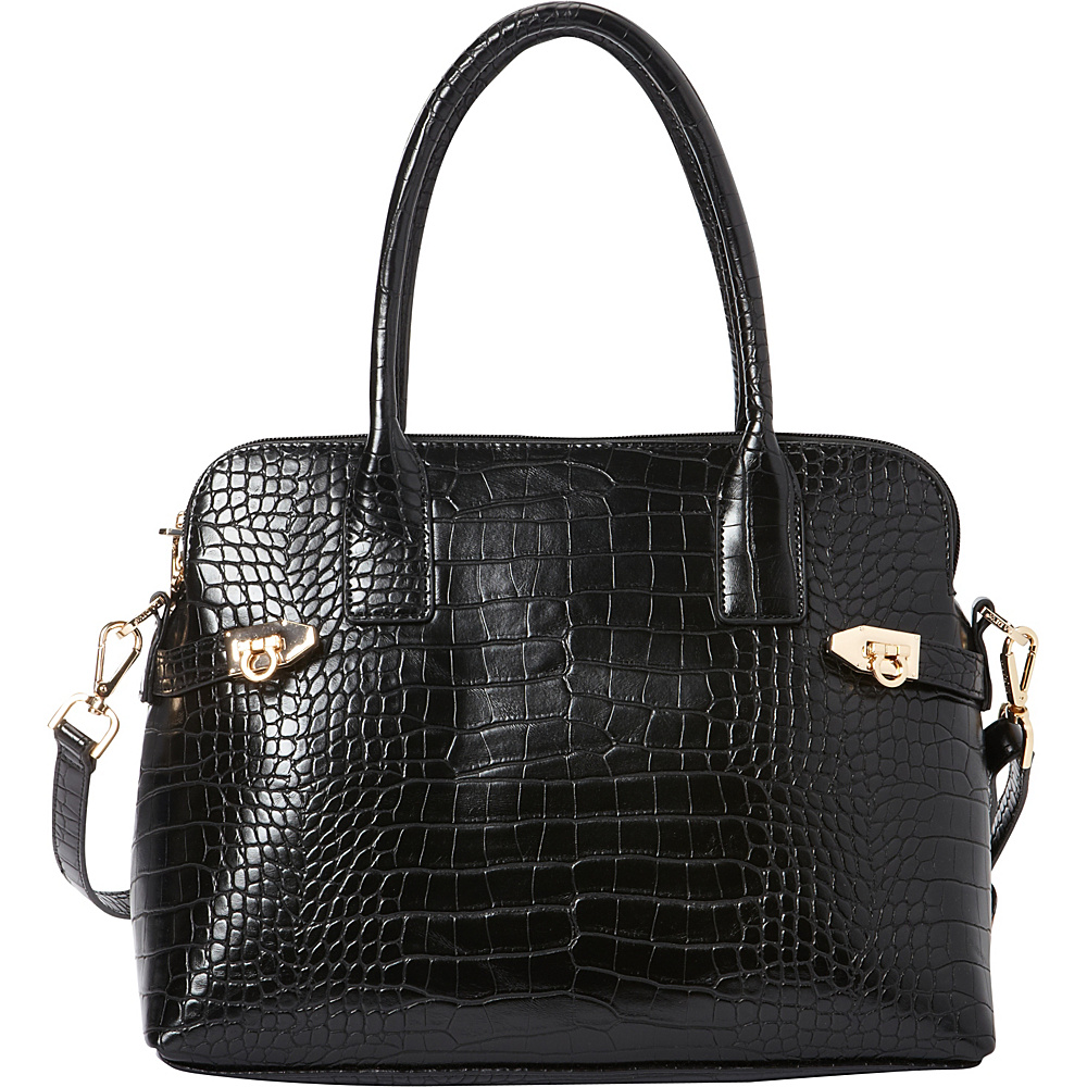La Diva Aria Croco Shoulder Bag Black Croco La Diva Manmade Handbags