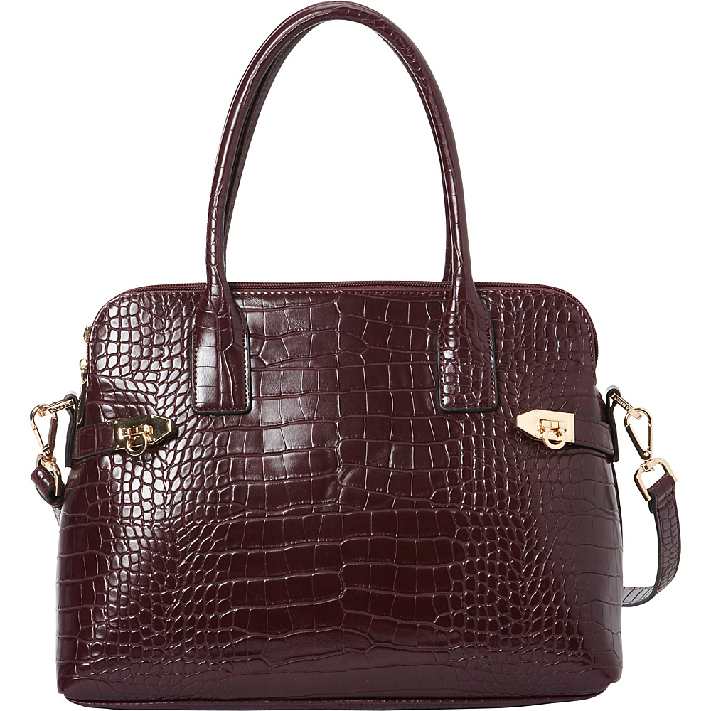 La Diva Aria Croco Shoulder Bag Bordeaux Croco La Diva Manmade Handbags
