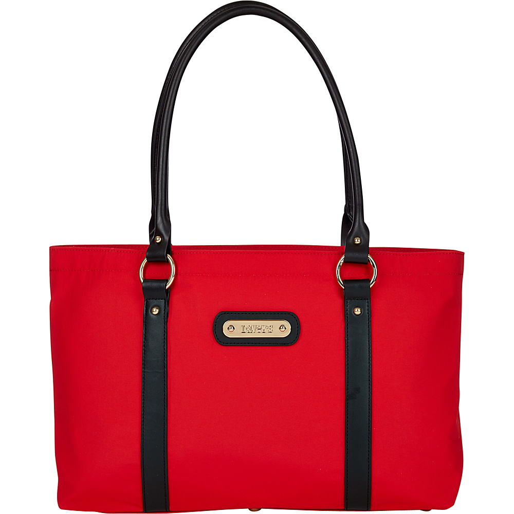 Davey s Large Tote Red Black Leather Davey s Fabric Handbags