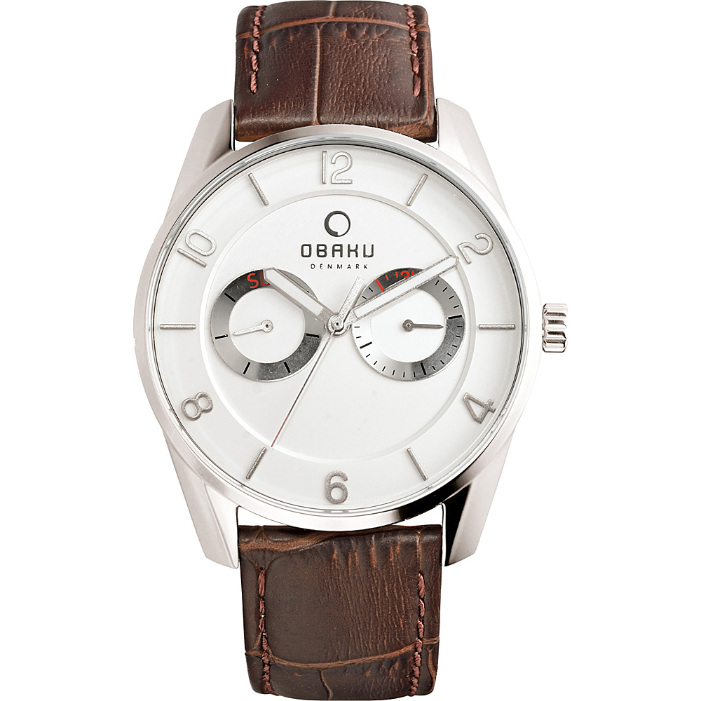 Obaku Watches Mens Multifunction Leather Watch Brown Silver Obaku Watches Watches