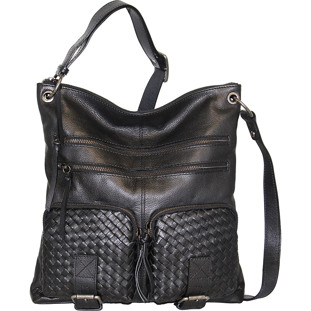 Nino Bossi Snap Dragon Petal Crossbody Black Nino Bossi Leather Handbags