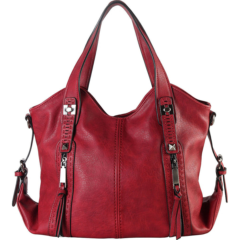 Diophy Double Front Pockets Hobo Wine - Diophy Manmade Handbags
