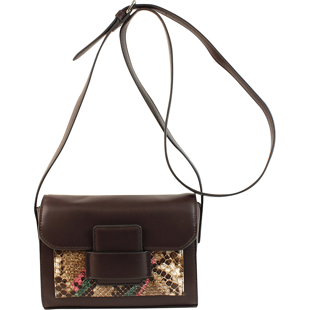 Emilie M Allie Crossbody Dark Brown Python Emilie M Manmade Handbags