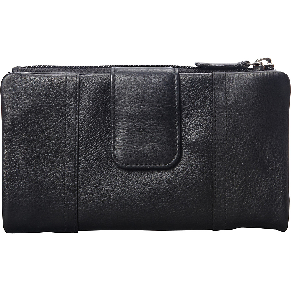 Mancini Leather Goods Ladies RFID Secure Clutch Wallet Black Mancini Leather Goods Women s Wallets