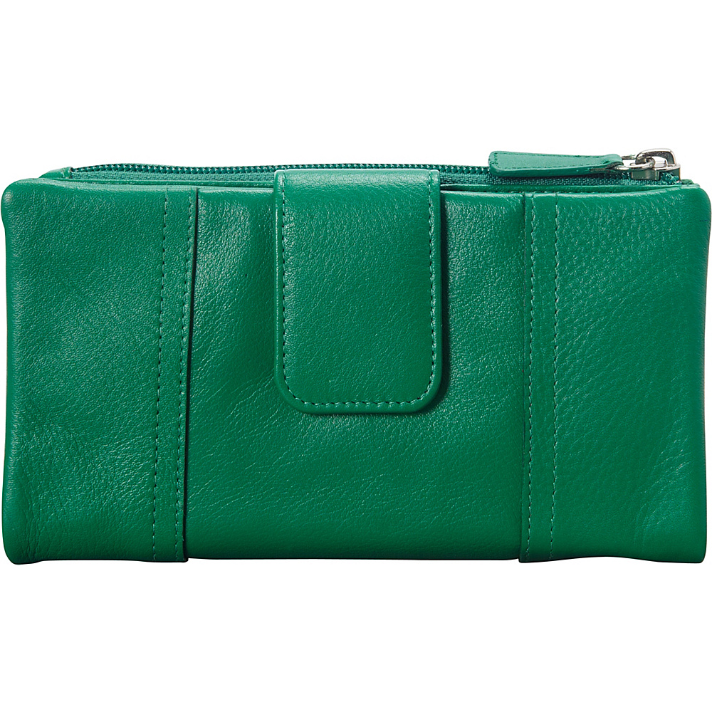 Mancini Leather Goods Ladies RFID Secure Clutch Wallet Apple Green Mancini Leather Goods Women s Wallets