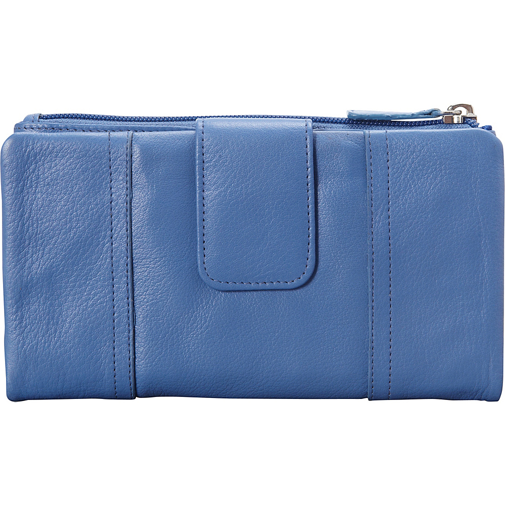 Mancini Leather Goods Ladies RFID Secure Clutch Wallet Sky Blue Mancini Leather Goods Women s Wallets