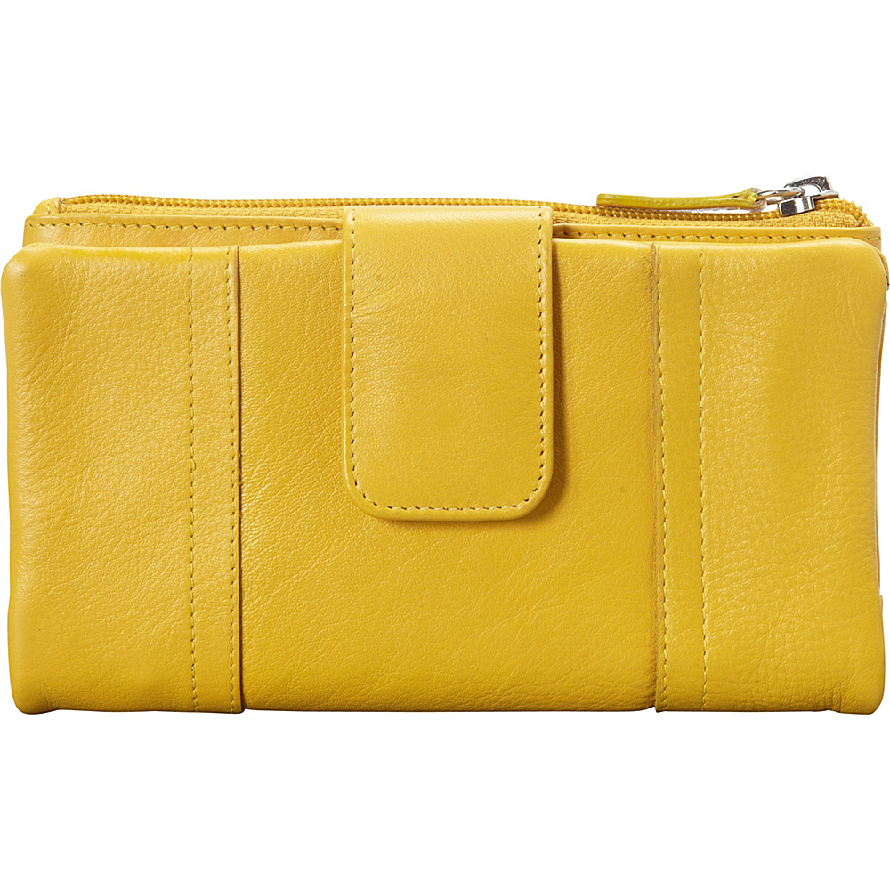 Mancini Leather Goods Ladies RFID Secure Clutch Wallet Mustard Mancini Leather Goods Women s Wallets