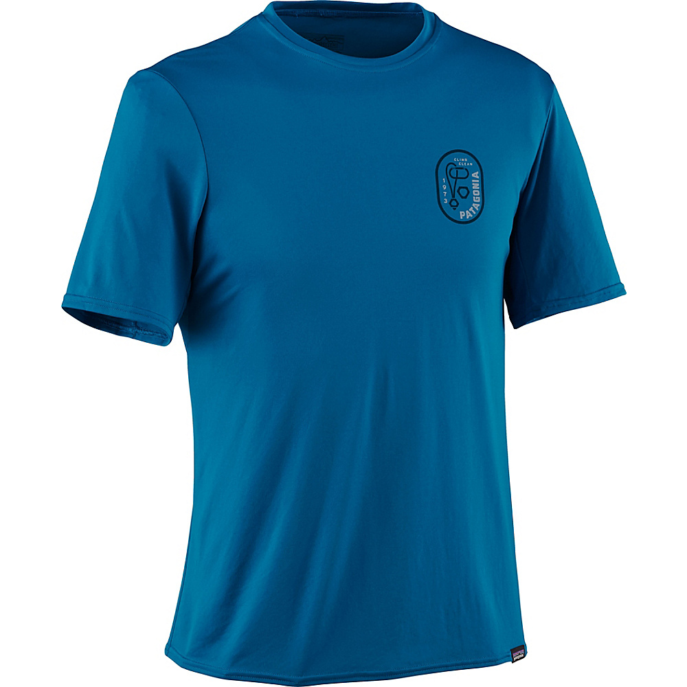 Patagonia Mens Capilene Daily Graphic T Shirt XL Climb Clean Rack Bandana Blue Patagonia Men s Apparel