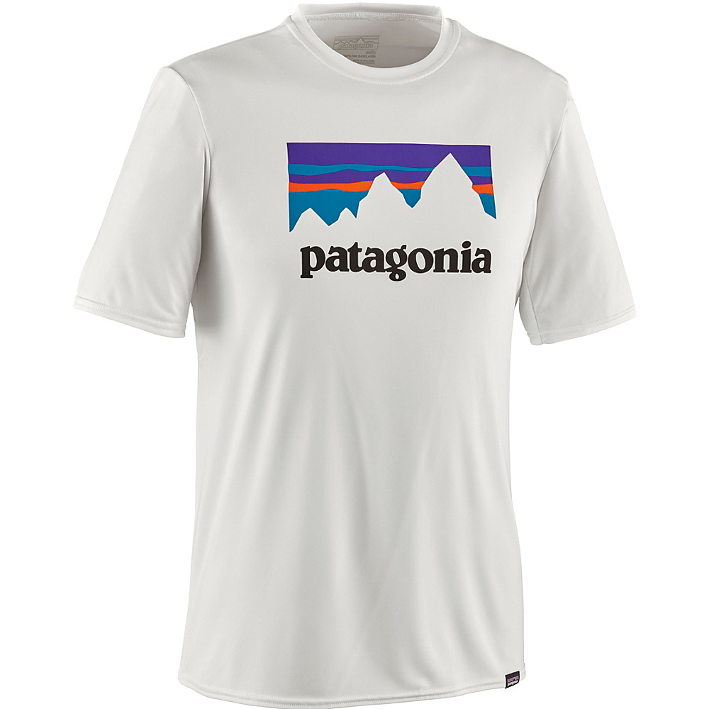 Patagonia Mens Capilene Daily Graphic T Shirt M Shop Sticker White Patagonia Men s Apparel