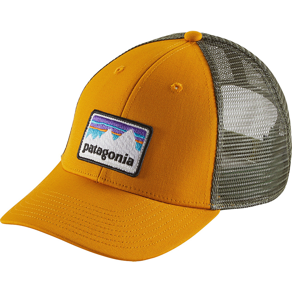 Patagonia Shop Sticker Patch LoPro Trucker Hat Ysidro Yellow Patagonia Hats Gloves Scarves