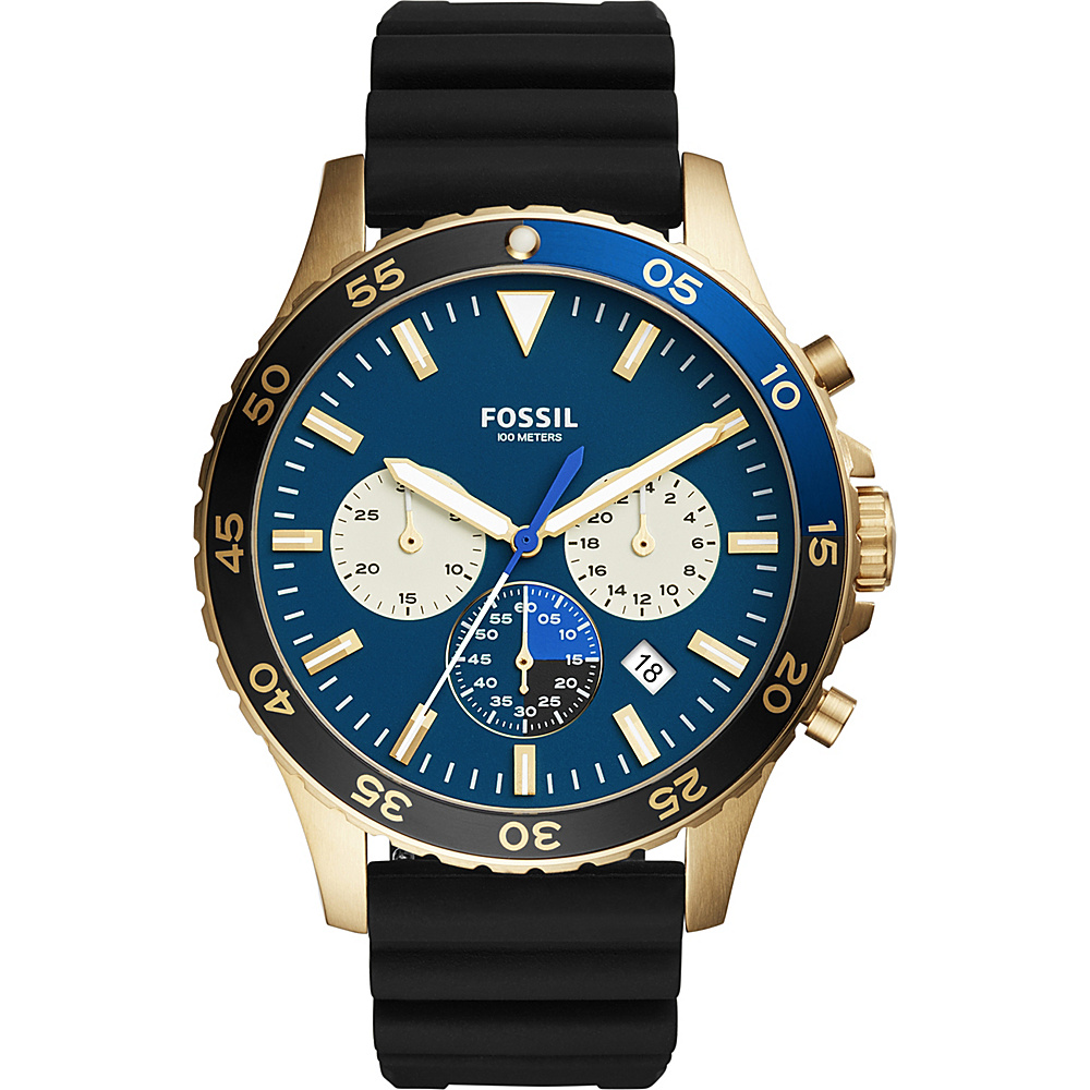 Fossil Crewmaster Chronograph Silicone Watch Black Fossil Watches