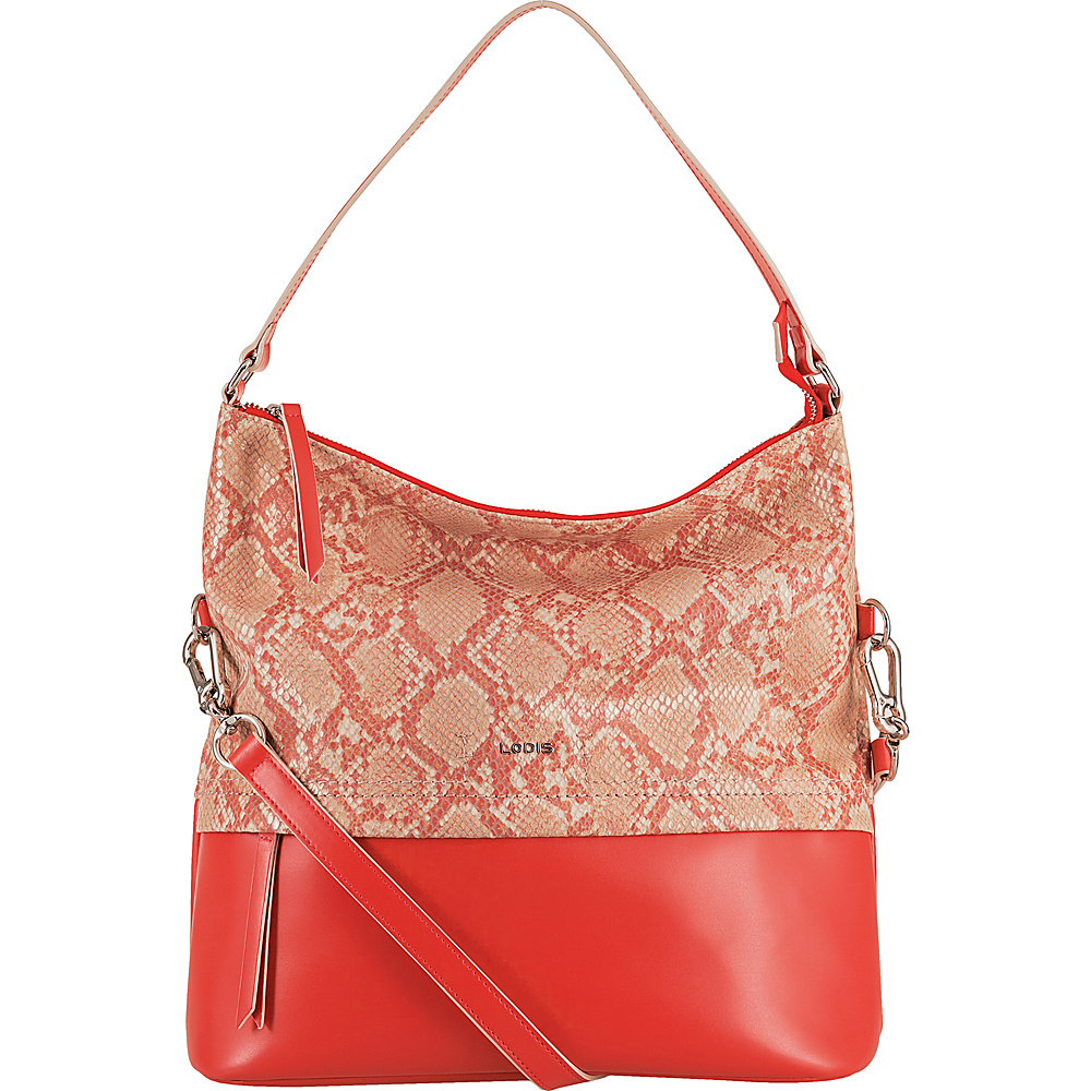 Lodis Kate Exotic Sunny Hobo Pink/Cream - Lodis Leather Handbags