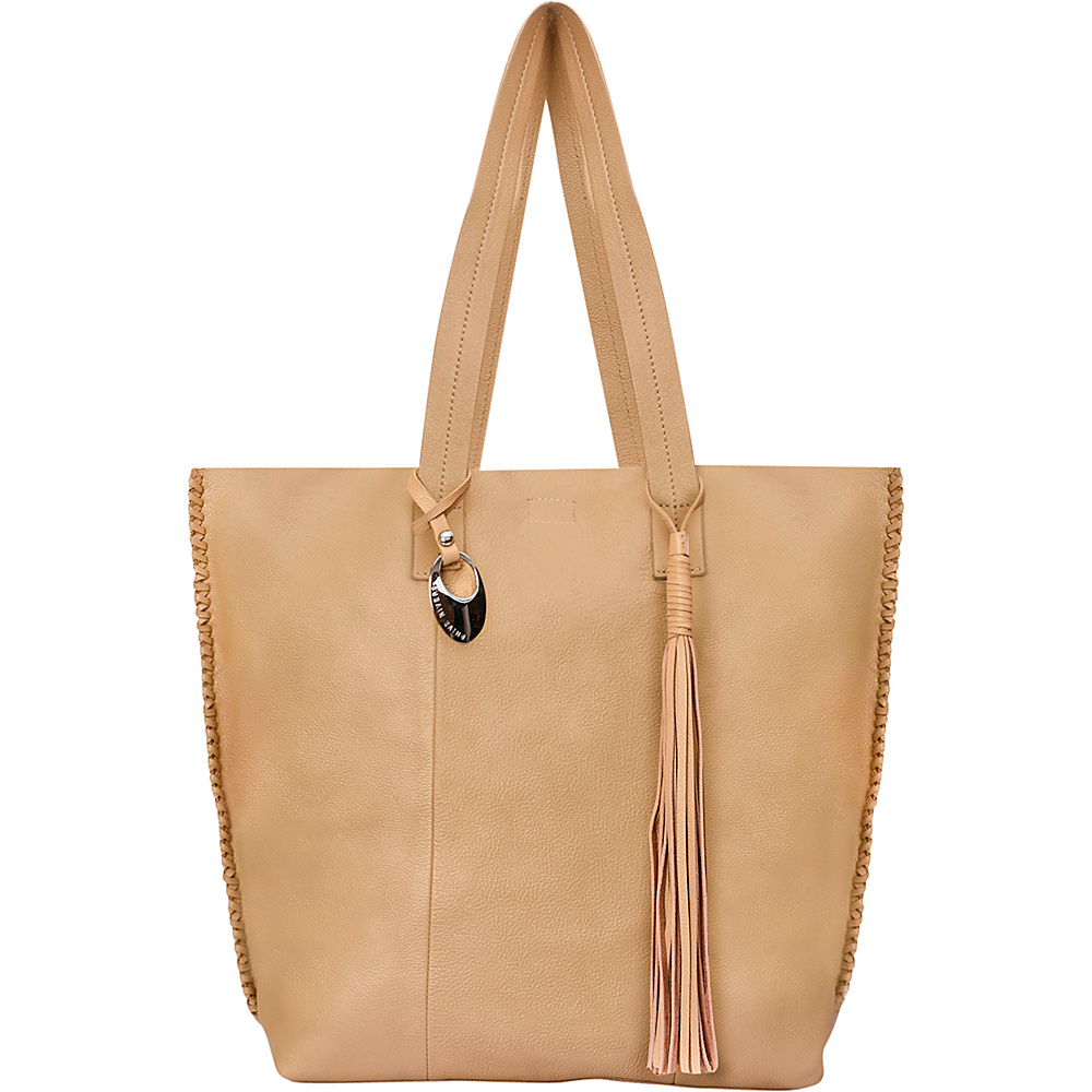 Phive Rivers Edged Leather Tassel Tote Beige - Phive Rivers Leather Handbags