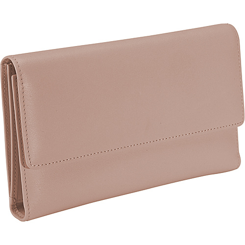 Royce Leather Women's Checkbook Clutch - Carnation Pink