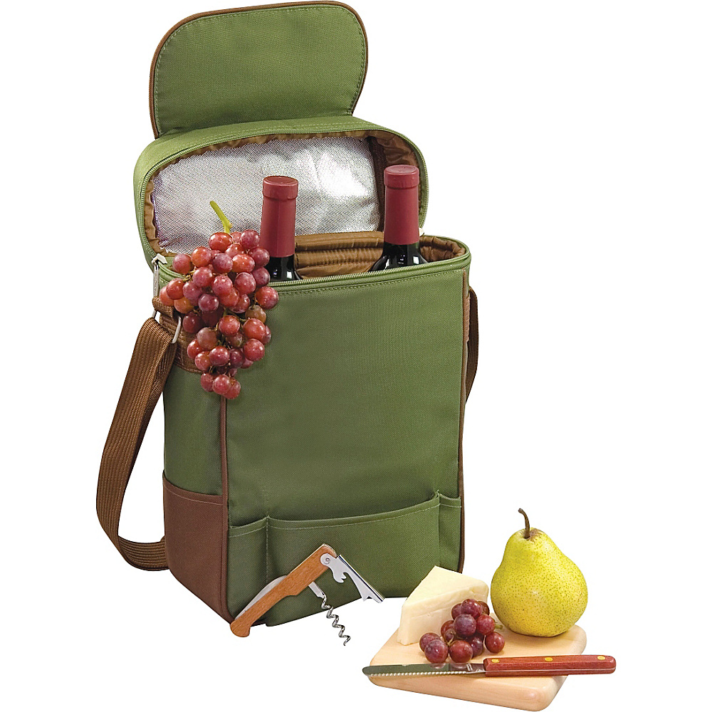 Picnic Time Duet Wine and Cheese Tote Pine Olive Picnic Time Outdoor Accessories