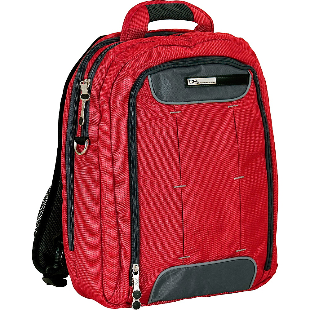 CalPak Hydro Laptop Backpack Deep Red Charcoal