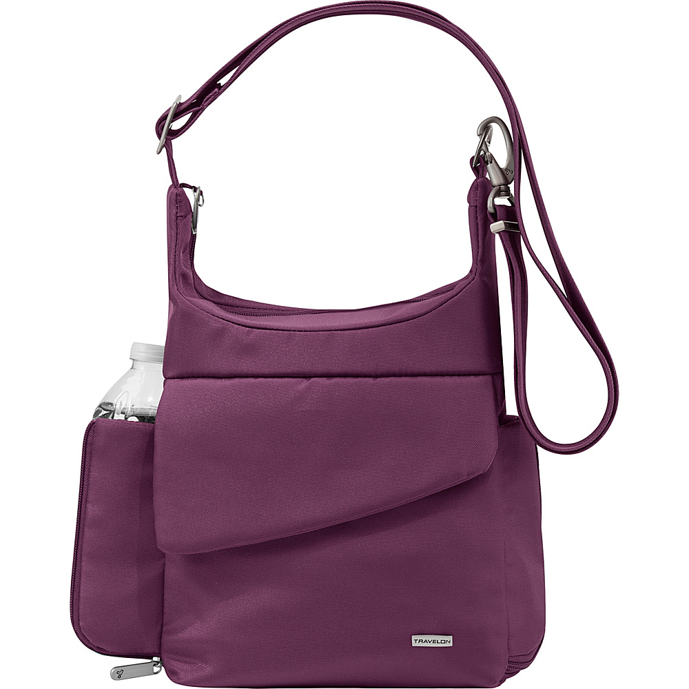 Travelon Anti Theft Classic Messenger Bag Exclusive Colors Dark Purple Exclusive Color Travelon Fabric Handbags