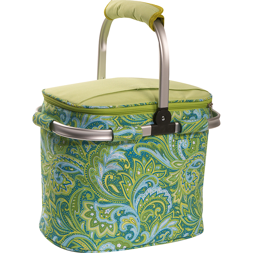 Picnic Plus Shelby Collapsible Cooler Green Paisley