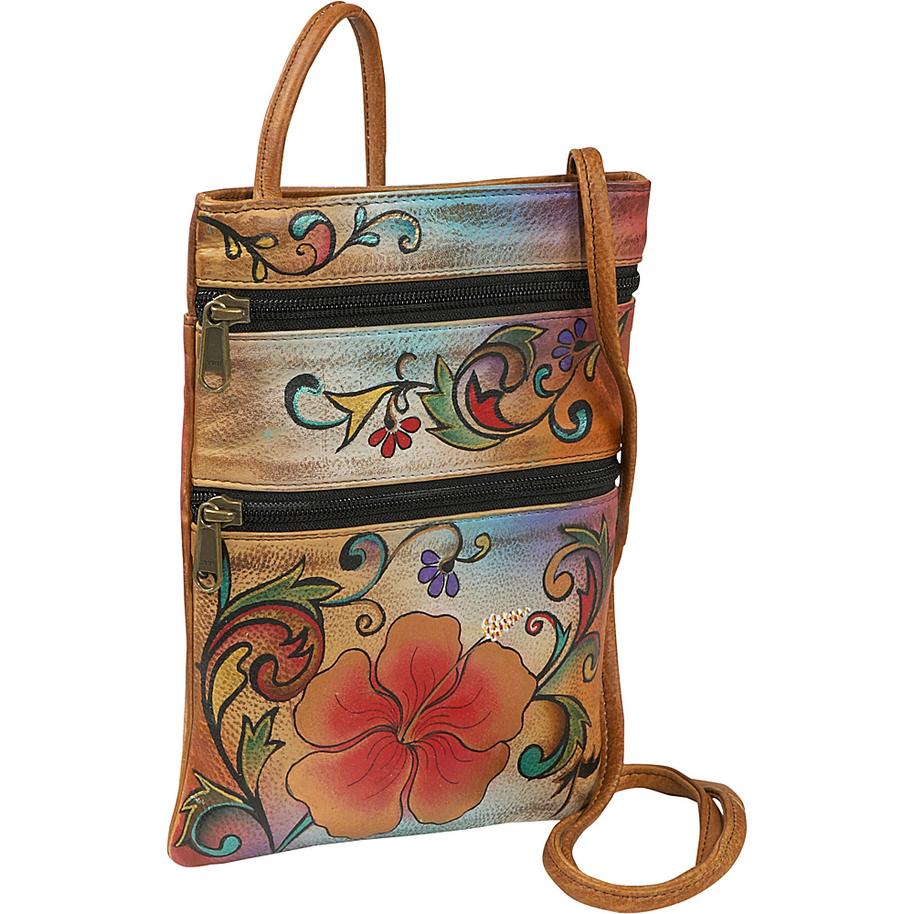 Anuschka Mini Travel Companion Crossbody Henna Floral Anuschka Leather Handbags