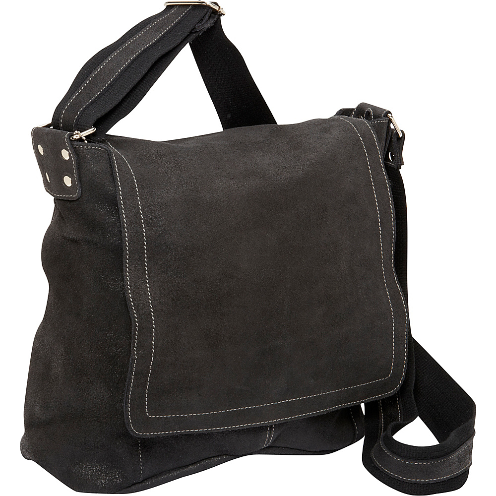David King Co. Vertical Simple Distressed Leather Messenger Bag Black David King Co. Messenger Bags