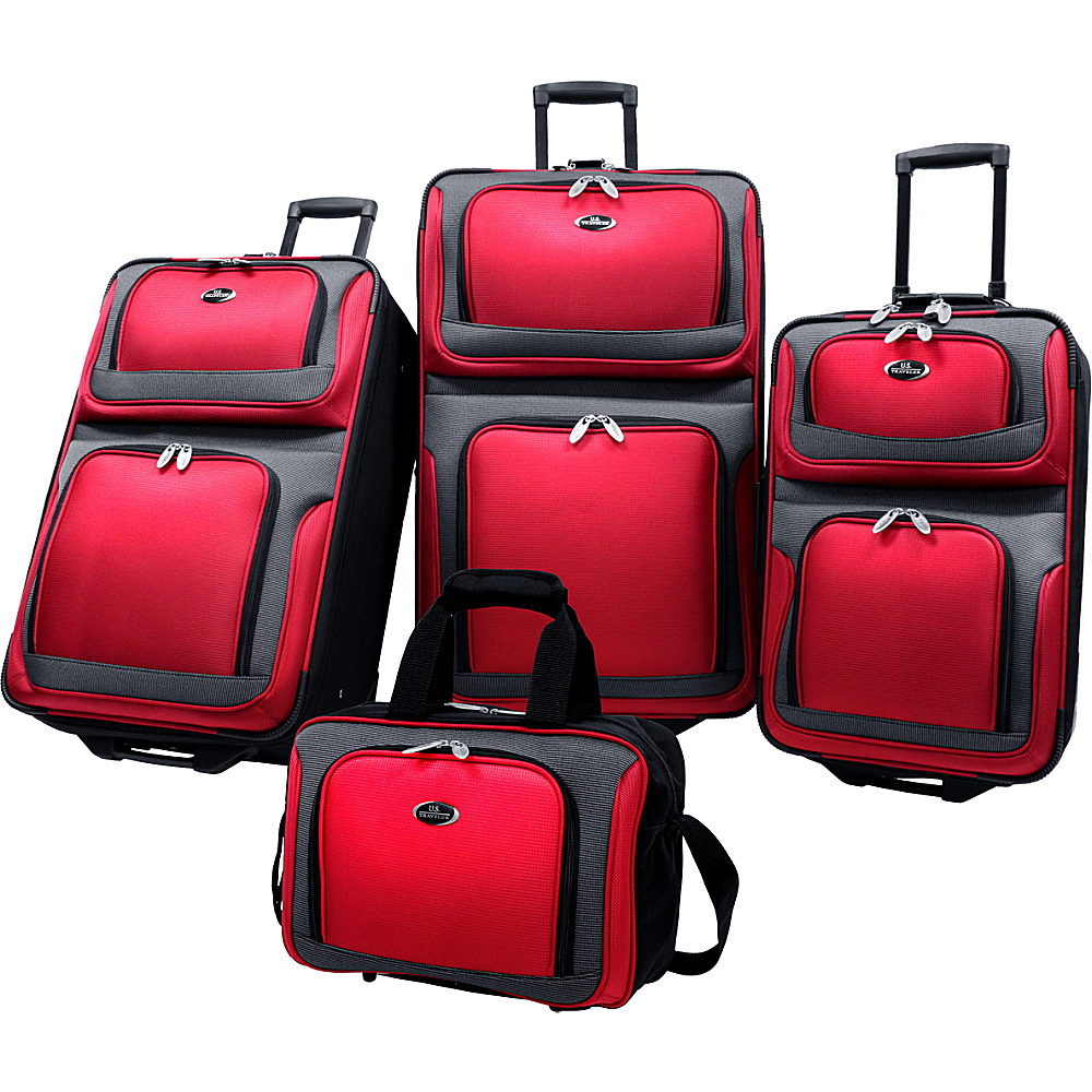 U.S. Traveler New Yorker 4 Piece Luggage Set Red