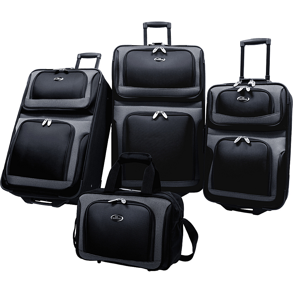 U.S. Traveler New Yorker 4 Piece Luggage Set Black