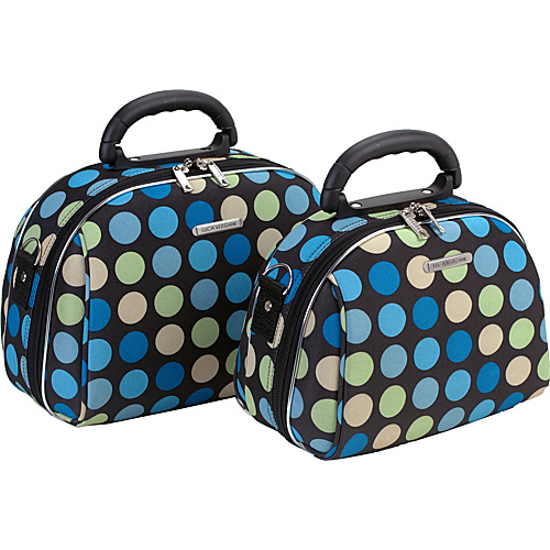 Rockland Luggage 2 Piece Cosmetic Case Set - Blue Dot